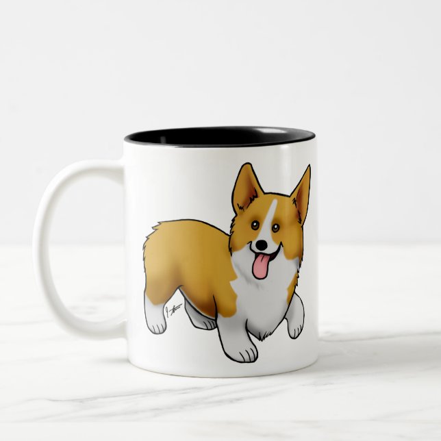 Pembroke Welsh Corgi Två-Tonad Mugg (Vänster)