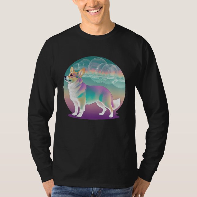 Pembroke Welsh Corgi Vaporwave Retrowave Aesthetic T Shirt (Framsida)