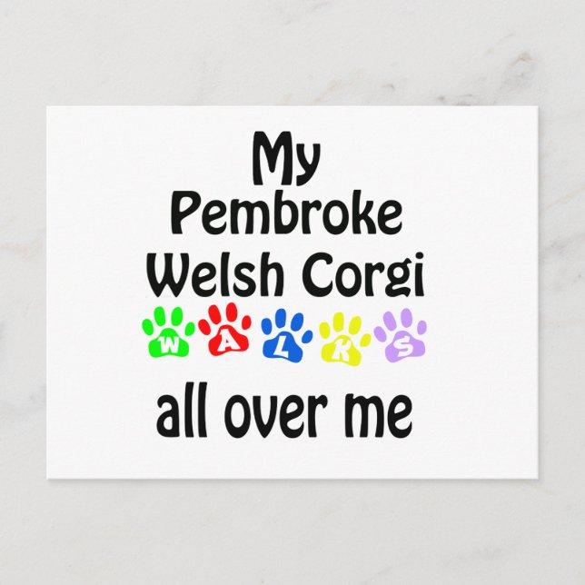Pembroke Welsh Corgi Walks design Vykort (Framsida)