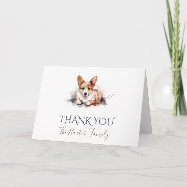 Pembroke Welsh Corgi Watercolor - tackkort (Framsida)