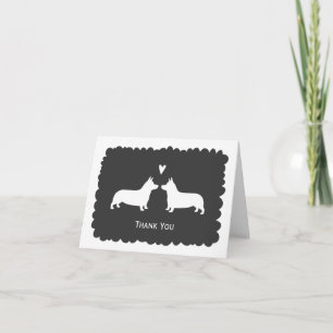 Pembroke Welsh Corgis Bröllop Tack Kort