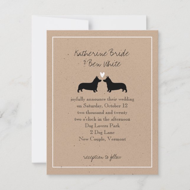 Pembroke Welsh Corgis Bröllopsinbjudan Inbjudningar (Framsida)