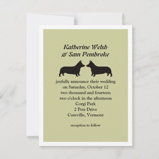 Pembroke Welsh Corgis Bröllopsinbjudan Inbjudningar (Framsida)