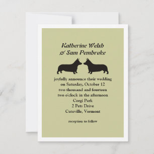 Pembroke Welsh Corgis Bröllopsinbjudan Inbjudningar