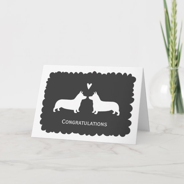 Pembroke Welsh Corgis Bröllopskongratulationer Kort (Framsida)