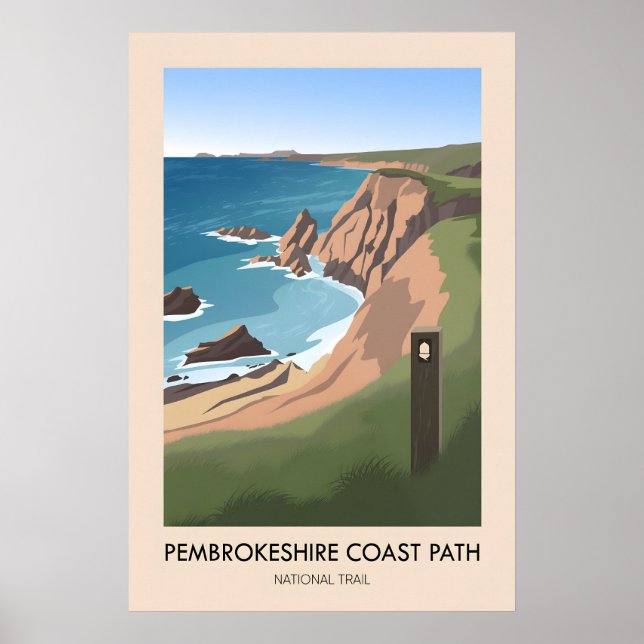 Pembrokeshire Coast Path National Trail Modern Poster (Framsidan)