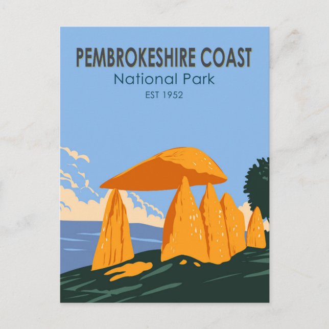 Pembrokeshire Kusten nationalpark Pentre Ifan Vykort (Framsida)