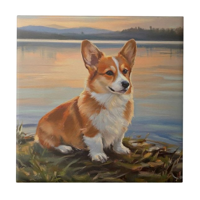 Pembrook Welsh Corgi Kakelplatta (Framsidan)