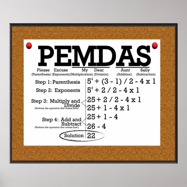 PEMDAS Bulletin Board *UPPDATERAD* Poster (Framsidan)