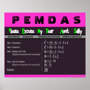 PEMDAS-operationsmatematisk Poster