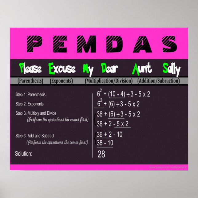 PEMDAS-operationsmatematisk Poster (Framsidan)