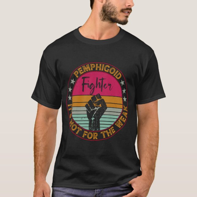 Pemphigoid Awareness Retro Fighter Warrior T Shirt (Framsida)