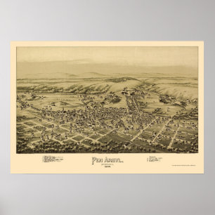 Pen Argyl, PA Panoramic Karta - 1894 Poster
