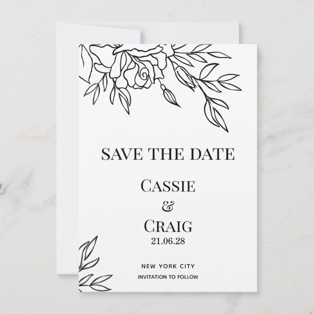 Pen & Bläck Ro Bröllop spara datum Inbjudningar (Framsida)