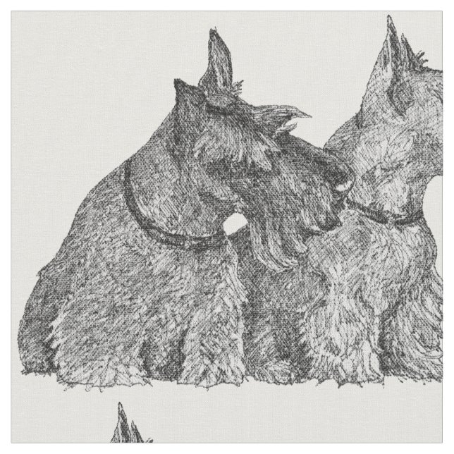 Pen Bläck Scottish Terriers Tyg (Närbild)