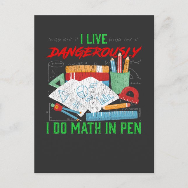 Pen Calculation Math Teacher Student Nerd Humor Vykort (Framsida)