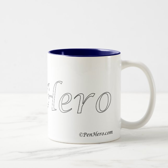 Pen Hero White Logotyp Mugg (Höger)
