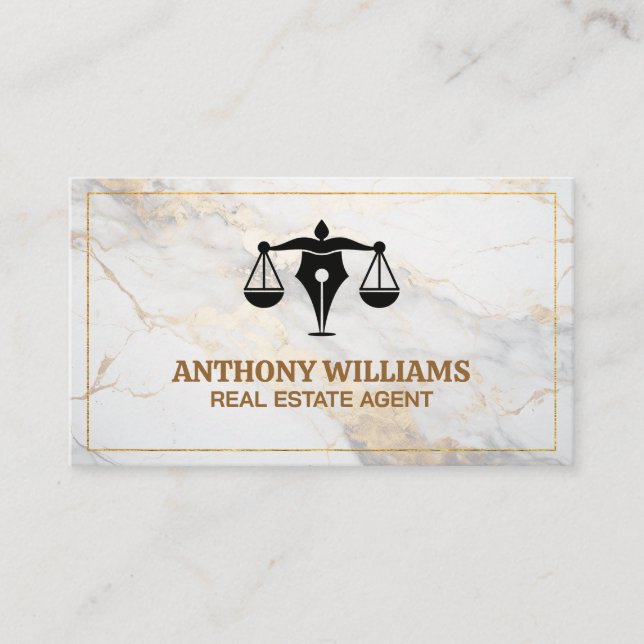 Pen Justice  Law Law Law | Marble Visitkort (Framsida)