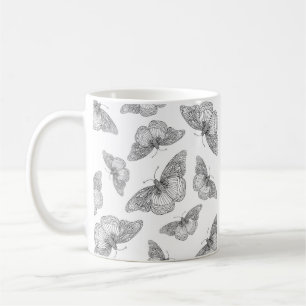Pen och Bläck Butterfly Mönster Kaffemugg