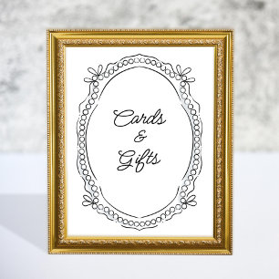 Pen och Bläck Rosett band och Pearls Cards Gifts-s Poster