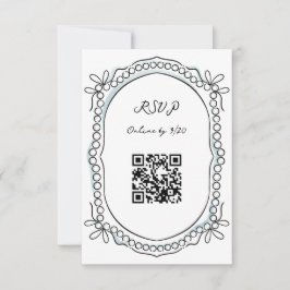 Pen och Bläck Rosett band och Pearls QR-kod OSA Kort