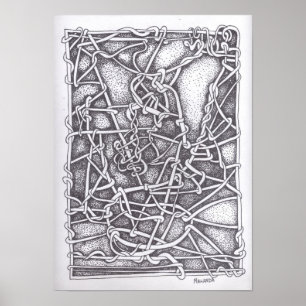 Pen och Bläck Teckning : "String" Poster