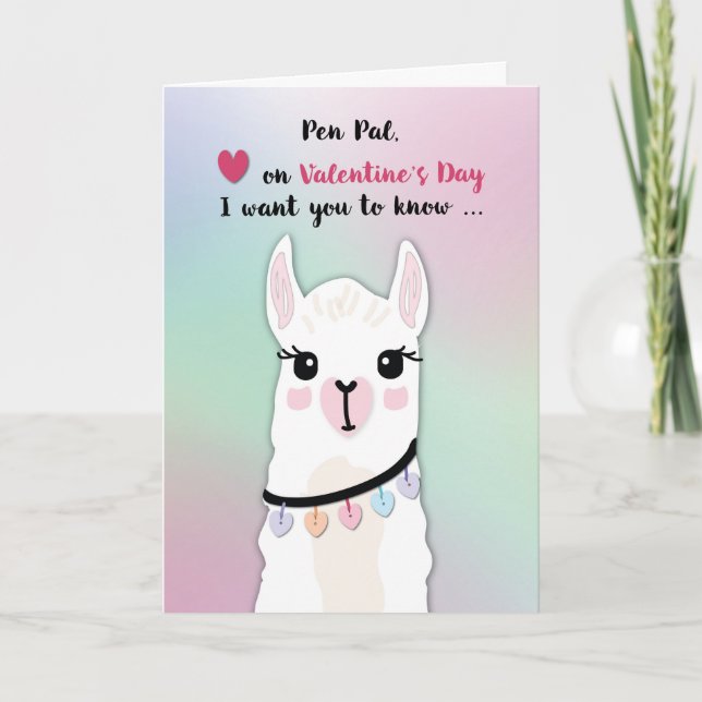 Pen Pal Llamas Valentines day Hearts Kort (Framsida)
