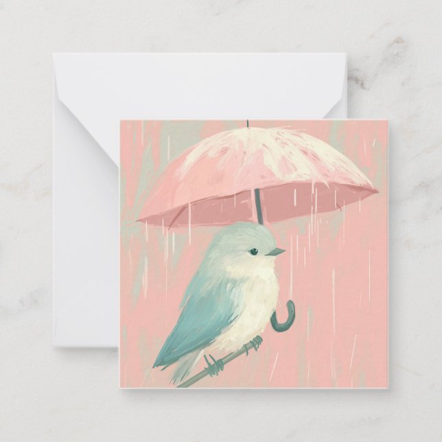 Pen Pal Pals: Bird Rain Hälsning Anteckningskort (Framsida)