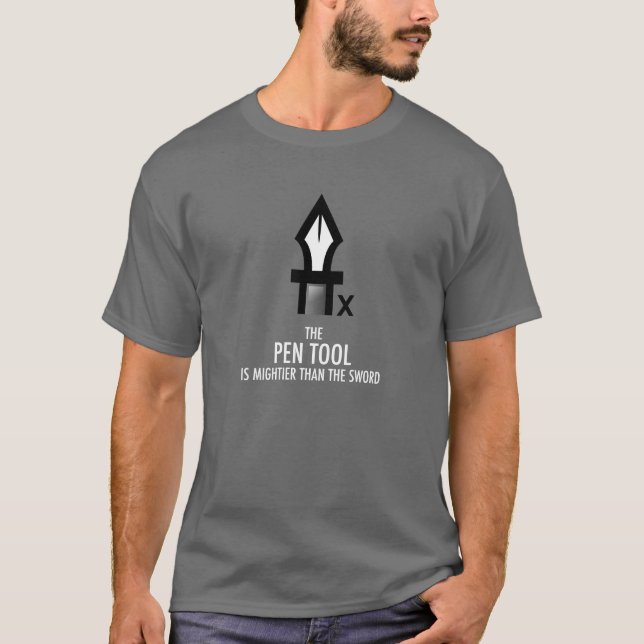 Pen Verktyg är Mightier Than Sword (Black) Tee Shirt (Framsida)