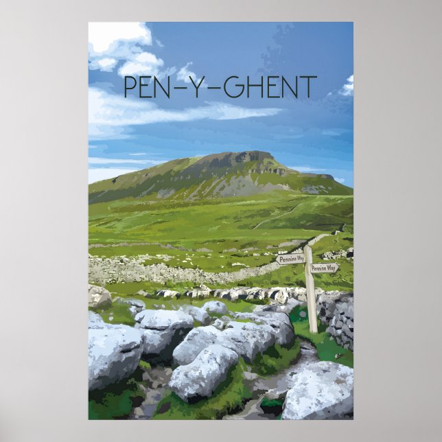 Pen-Y-Ghent Yorkshire Dales Reseskylt Poster (Framsidan)