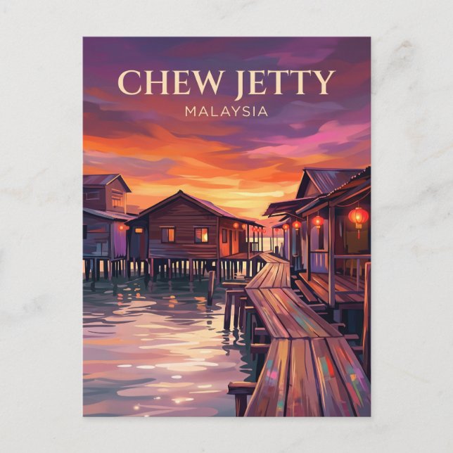 Penang Clan Jetties (Chew Jetty) Malaysia Vykort (Framsida)
