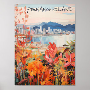 Penang Malaysia Resa Stad Målning Estetik Poster