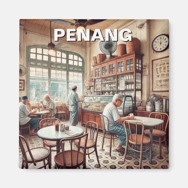 Penang Malaysia Shophouse Kopitiam Travel Magnet (Framsidan)