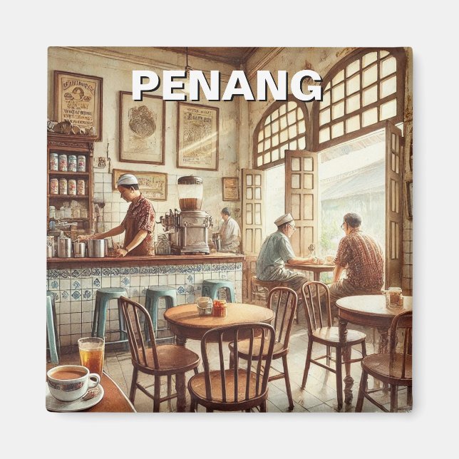Penang Malaysia Shophouse Kopitiam Travel Magnet (Framsidan)