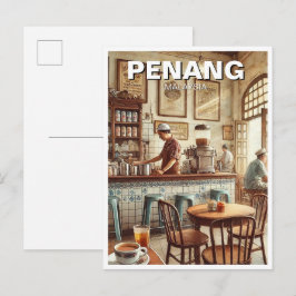 Penang Malaysia Shophouse Kopitiam Travel Vykort