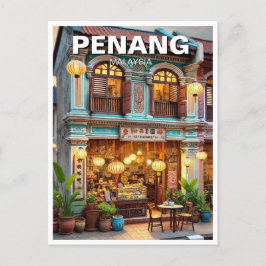 Penang Malaysia Shophouse Storefront Travel Vykort