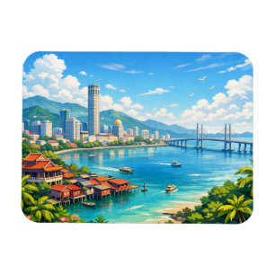 Penang Malaysia Siluett Vykort Magnet