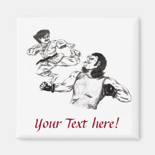 Pencil art Karate fighter mot MMA fighter battant Magnet