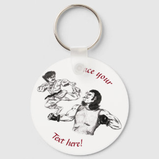 Pencil art Karate fighter mot MMA fighter battant Nyckelring