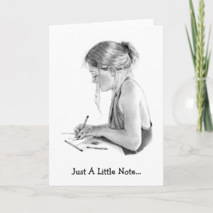 PENCIL ART NOTE CARD, TECKNING KORT