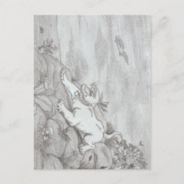 Pencil art White Lioness fantasi-flygörn Vykort