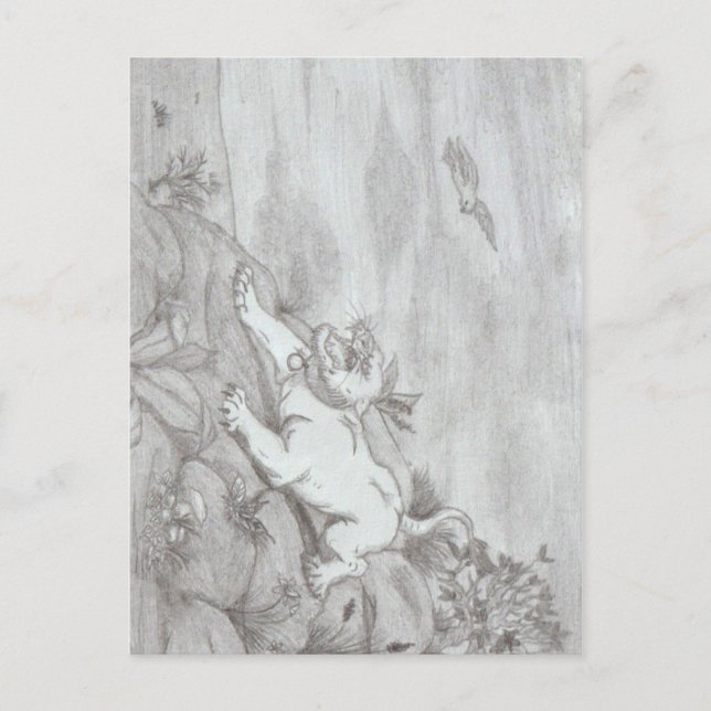 Pencil art White Lioness fantasi-flygörn Vykort (Framsida)