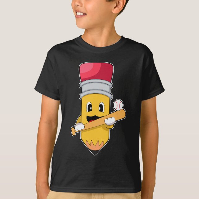 Pencil Baseball Baseball fladdermus T Shirt (Framsida)