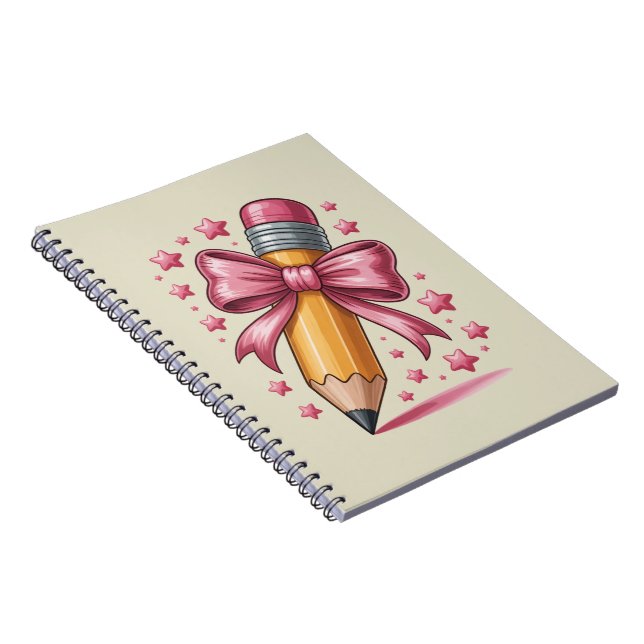 Pencil Coquette Bow Lärare Tacksamhet Skola Anteckningsbok (Högra Sidan)