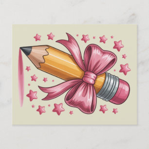 Pencil Coquette Bow Lärare Tacksamhet Skola Flygblad