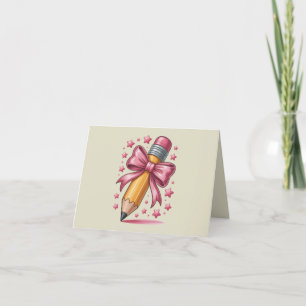 Pencil Coquette Bow Lärare Tacksamhet Skola Meddelande