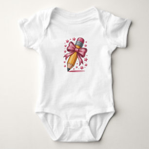 Pencil Coquette Bow Lärare Tacksamhet Skola T Shirt