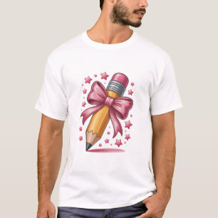 Pencil Coquette Bow Lärare Tacksamhet Skola T Shirt