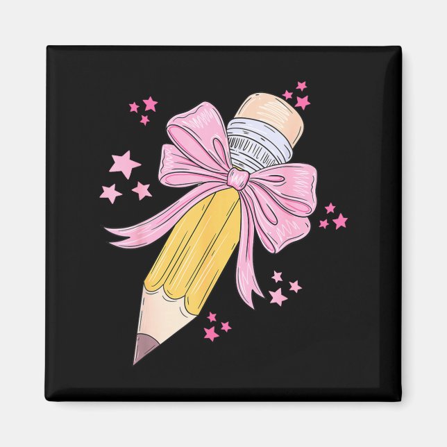 Pencil Coquette Bow Lärare Tacksamhet Tillbaka til Magnet (Framsidan)