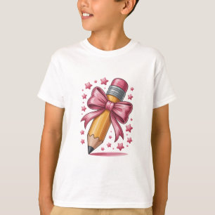 Pencil Coquette Bow Läraruppskattning Skola T Shirt